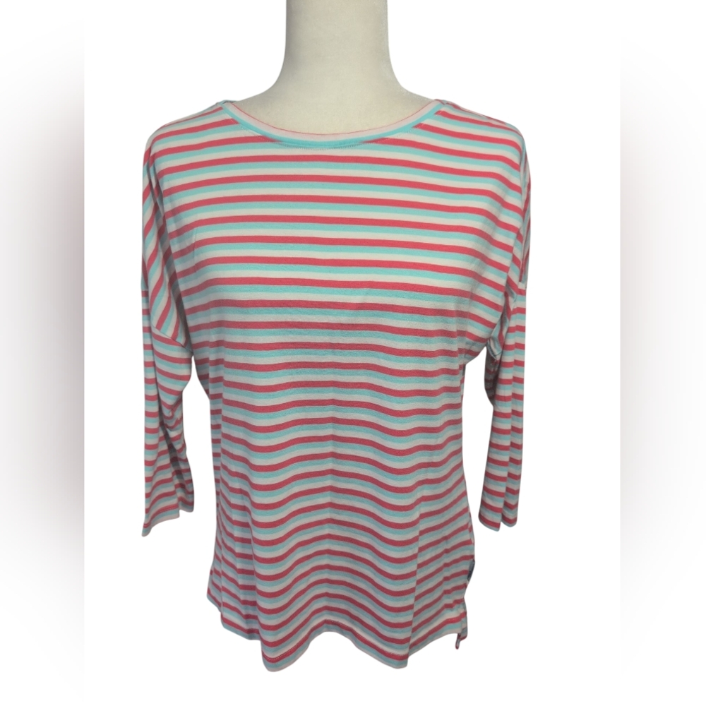 Columbia PFG Top Blouse‎ Tee Women's M Striped Red/White/Blue Outdoor Fishing